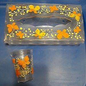 Vintage Wolff Products Heavy Plastic Tissue Holder and Cup